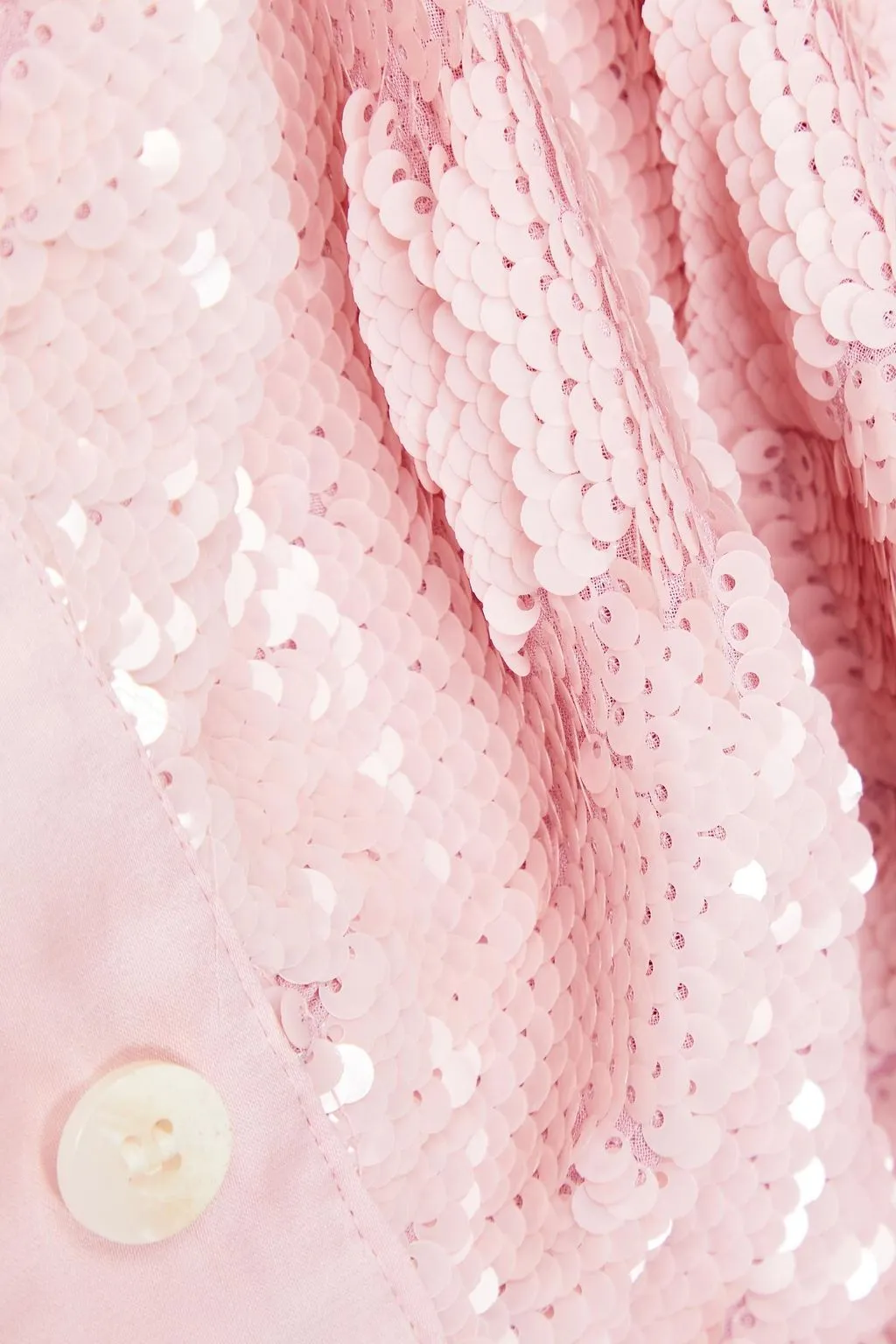 Georgette midi shirt dress with ruffles and sequins GANNI, pink