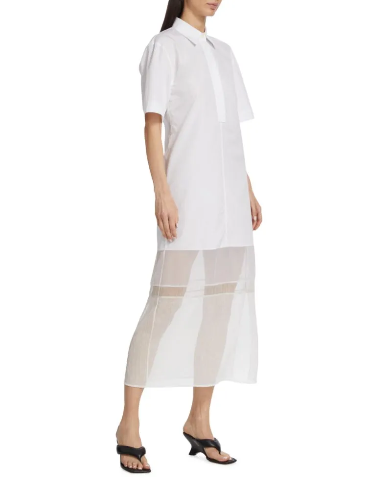 Helmut Lang Poplin Shirt Dress in Optic White