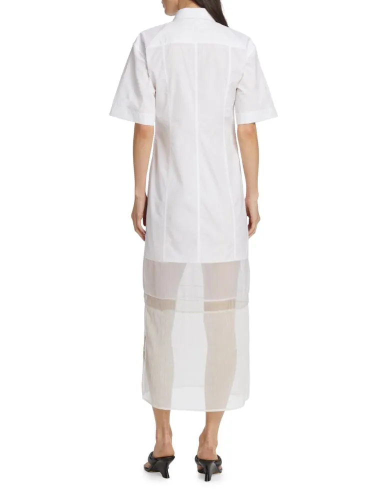 Helmut Lang Poplin Shirt Dress in Optic White