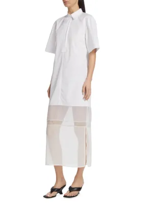 Helmut Lang Poplin Shirt Dress in Optic White