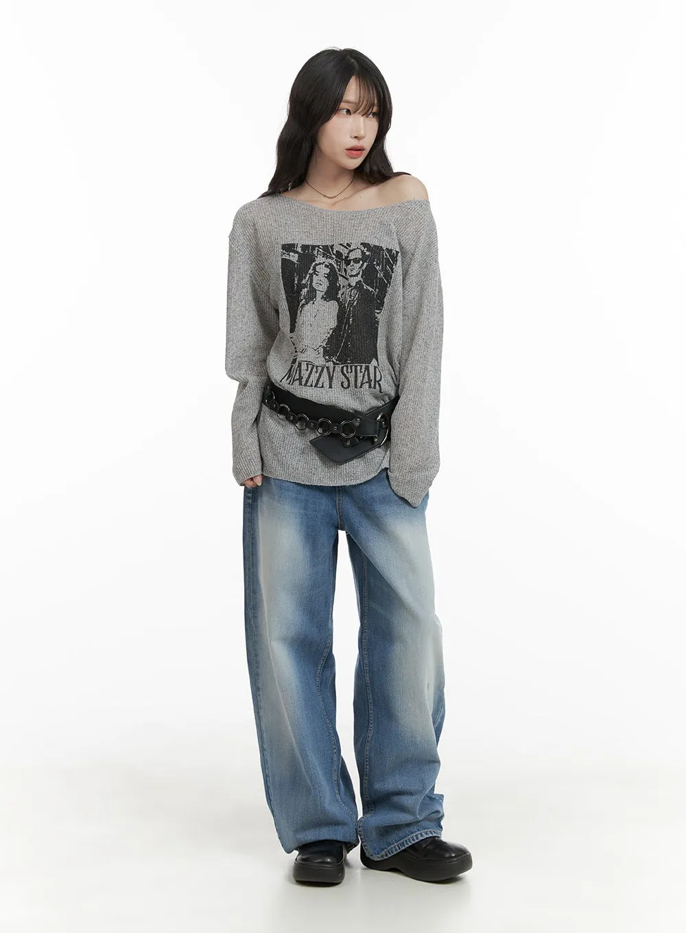 One Shoulder Graphic Long Sleeve CA408